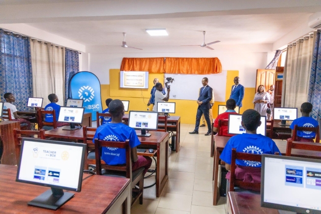 OmniBSIC Bank donates 20 computers to boost digital learning at Prince of Peace School