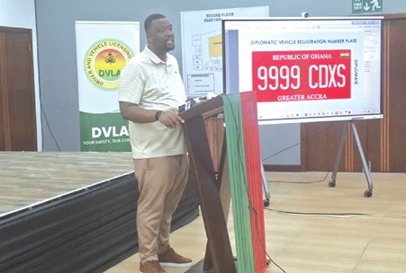 Julius Neequaye Kotey, CEO, DVLA, addressing the press