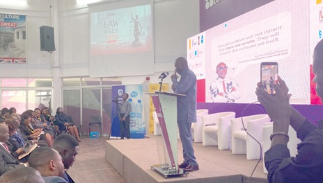 Prof. Douglas Boateng (right), Board Chair of the Public Procurement Authority, delivering the keynote address