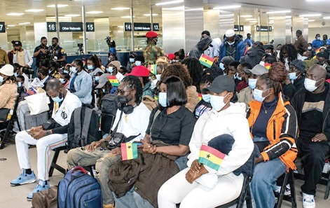 Flashback: The previous batch of evacuees on their arrival at the Accra International Airport