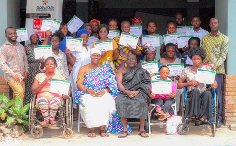 Dignitaries and some of the beneficiaries after the graduation ceremony in Sunyani