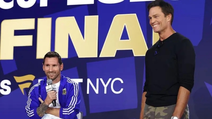 Lionel Messi appeared at the Fifa event on Friday night alongside former NFL legend and minority owner of Birmingham City Tom Brady