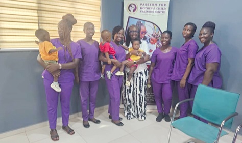 Alberta Eku-Sika Addo (middle), Founder, Passion for Mother and Child Training Centre, with some of the trainees