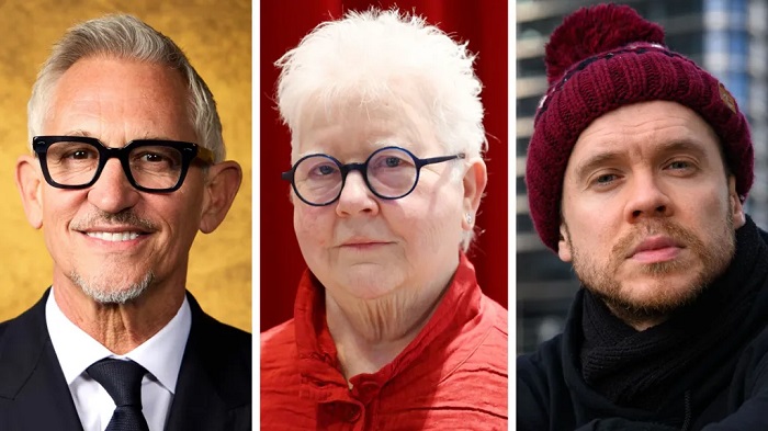(left to right) Gary Lineker, Val McDermid and Gary Stevenson are some of the signatories asking to be taxed more.