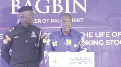 Alban Sumana Kingsford Bagbin, Speaker of Parliament, delivering  his speech at the  Supreme Court @150 anniversary lectures