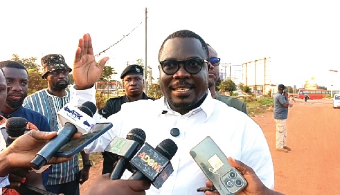 Joseph Addae Akwaboa, Bono Regional Minister,  addressing journalists after the inspection