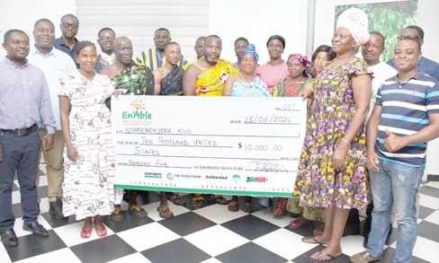 Members of Nyamebekye Kuo Village Savings and Loans Association after the disbursement of fundsMembers of Nyamebekye Kuo Village Savings and Loans Association after the disbursement of funds