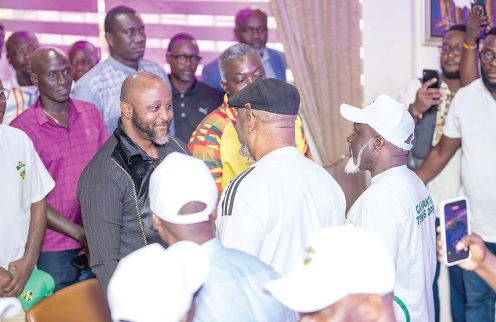 Yaw Ampofo-Ankrah arrowed exchanging pleasanteries with some  leaders after the launch