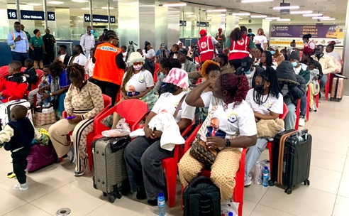 Some of the evacuated Ghanaians seated during the ceremony