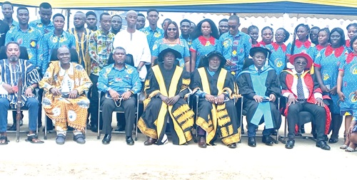 Prof. Samuel Lartey (arrowed), Country Lead/Global Research Director of Private Education Foundation Ghana, with some dignitaries, current students and alumni 