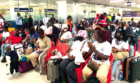 A section of the evacuated Ghanaians seated during the ceremony A section of the evacuated Ghanaians seated during the ceremony