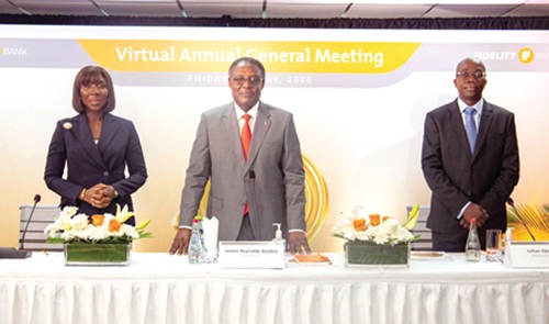 James Reynolds Baiden (middle), Board Chairman; Julian Opuni, Managing Director, and Akosua Apea Osafo, Director, Legal &amp; Company Secretary