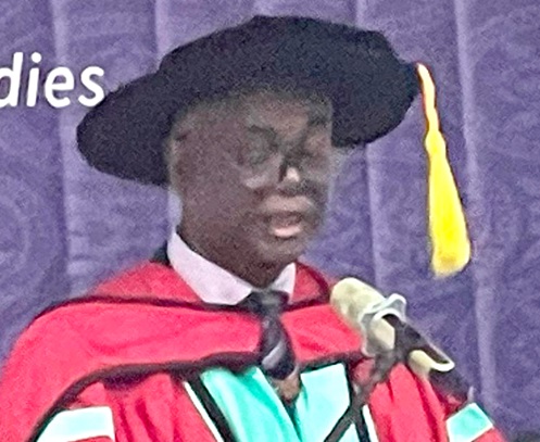 Professor Joseph Benjamin Archibald Afful, a Professor of Applied English Linguistics, UCC, delivering his inaugural lecture