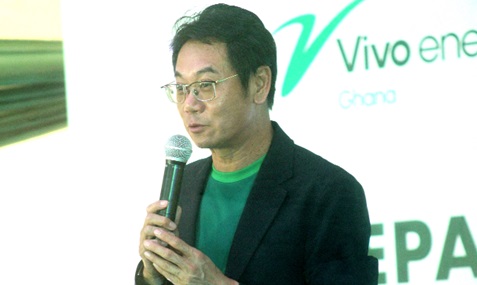 Christian Li (right), Managing Director of Vivo Energy Ghana, addressing participants during the 2026 Safety Day celebration. Picture: ESTHER ADJORKOR ADJEI