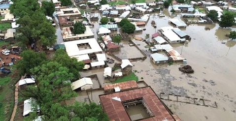An aerial view of parts of Sandema which was flooded