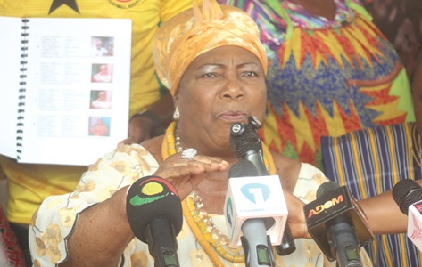 Mercy Naa Afrowa NeeDjan, President of the Greater Accra Markets Association, speaking to the media. Picture: ESTHER ADJORKOR ADJEI