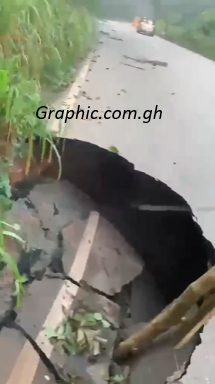 VIDEO: Part of Aboso-Damang road caves in