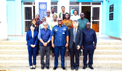 Air Vice Marshal David Anettey Akrong (middle), Commandant of Kofi Annan International Peackeeping Training Centre, with other dignitaries after the event