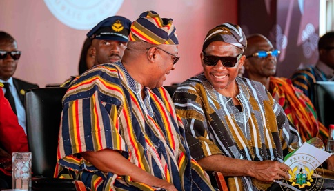 Terrance Michael Drew (right), Prime Minister of Saint Kitts and Nevis, in a discussion with President John Dramani Mahama Terrance Michael Drew (right), Prime Minister of Saint Kitts and Nevis, in a discussion with President John Dramani Mahama