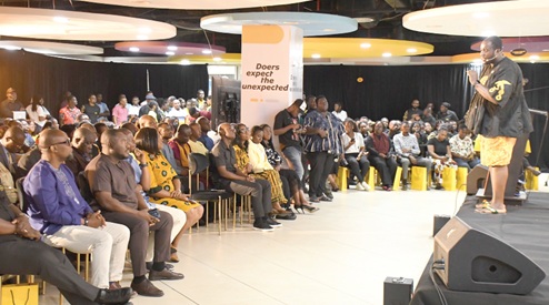 Poet Nana Asaase performing during the launch of SME Accelerate Poet Nana Asaase performing during the launch of SME Accelerate
