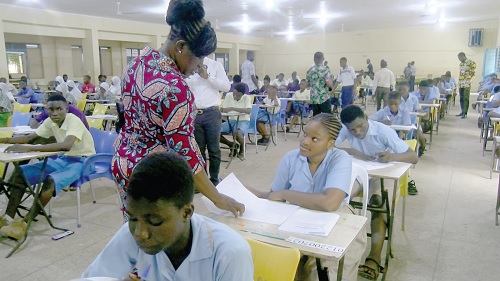 Dr Rosemond Wilson, Head of National Office of the West African Examinations Council, at one of the centres 