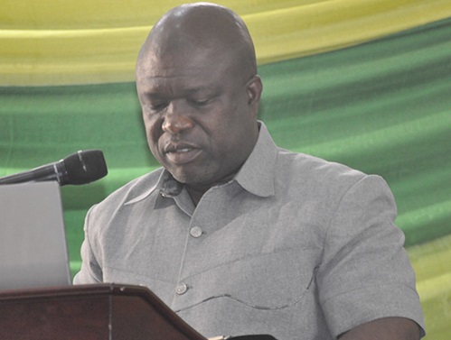 James Gunu (right), Volta Regional Minister, addressing the 10th congregation of UHAS