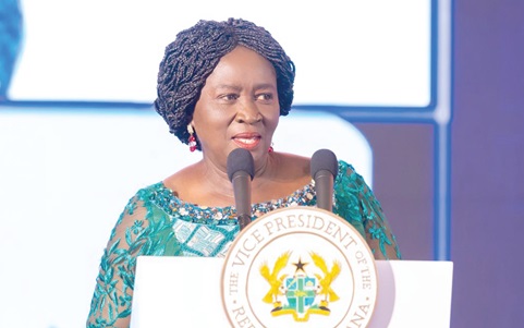 Professor Naana Jane Opoku-Agyemang (left), Vice-President, addressing the participants