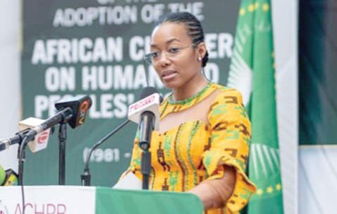 Dr Agyeman-Rawlings —  Second Vice-President of the Pan-African Parliament,  addressing the gathering