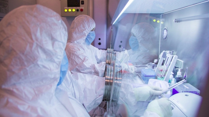 Workers at the Irkutsk Anti-Plague Research Institute of Siberia and Far East. Pic: AP
