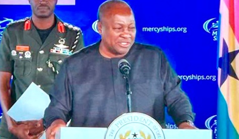 President John Mahama speaking at the event