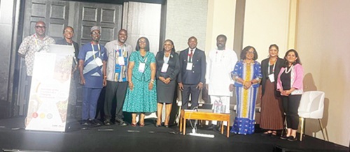 Dr Charity Binka (3rd from right)  with panellists and other dignitaries after the meeting