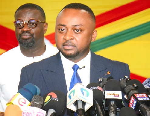 Vincent Ekow Assafuah, Ranking Member of Parliament’s Youth and Sports Committee, addressing the media yesterday
