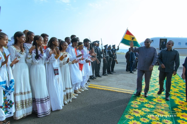President Mahama arrives in Ethiopia, Joins PM Abiy to commission Megech Irrigation Project