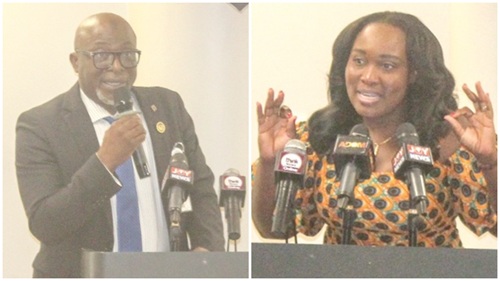 Dr Abdul-Samed Tanko, CEO, UGMC, addressing the gathering, Yvonne Ohui Maccarthy, Head, Institute of Customer Service Professionals, delivering the keynote address