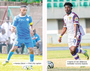 Hamza Zakari -— Port City captain and Hearts of Oak defensive midfielder Dominic Nsobila