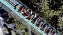 Aerial footage shows riders stuck on Six Flags roller coaster
