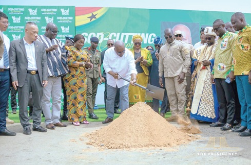 President cuts sod for Afienya Industrial Park project