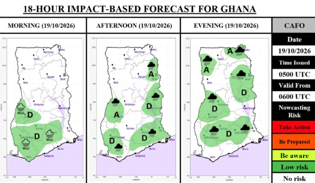 Ghana Meteo forecasts localised rain, thunderstorms across middle, transition and northern sectors