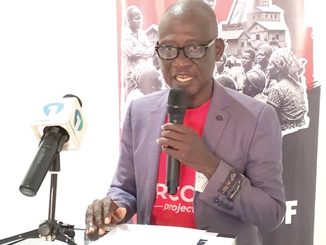 Kwame Afram Denkyira, Bono, Bono East and Ahafo Regional Programme Manager of ActionAid, addressing the meeting 