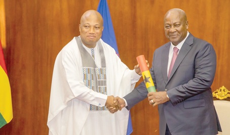 President John Dramani Mahama (right) and Samuel Okudzeto Ablakwa, Minister of Foreign Affairs
