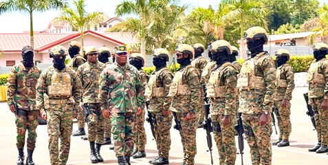 Brigadier General Franklyn Worlanyo Agbebo, acting Chief of the Army Staff, inspecting the parade