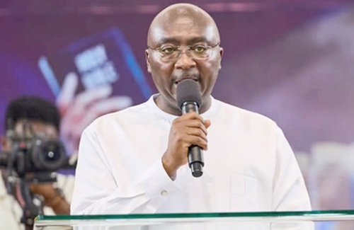 Dr Mahamudu Bawumia speaking during the thanksgiving service at the F. D. Walker Memorial Temple of the Church of Pentecost in Sunyani