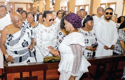 Vice-President Naana Jane Opoku-Agyemang (right) exchanging greetings with Dr Zanetor Agyeman-Rawlings (2nd from left), MP for Klottey Korle Constituency and daughter of the late Nana Konadu Agyeman-Rawlings, former First Lady. Picture: ELVIS NII NOI DOWUONA 