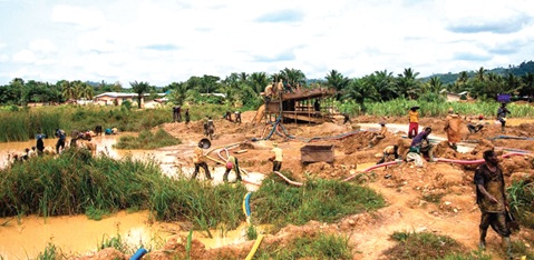 An illegal mining site