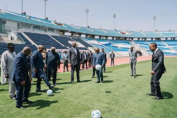President John Dramani Mahama with other dignitaries at the Bahir Dar Stadium