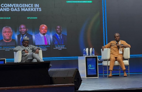 Godwin Kudzo Tameklo (right), CEO of NPA speaking at the event