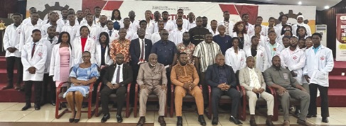 Dignitaries and a section of the Allied Health graduates who were inducted