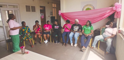 Caroline Kalevor, Chief Health Educator, addressing a section of the participants