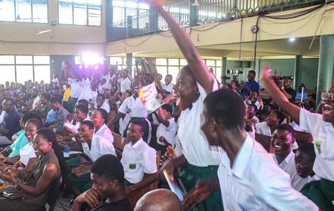 Students of Odorgonno SHS cheering and jubilating after winning the award. Picture: ERNEST KODZI Students of Odorgonno SHS cheering and jubilating after winning the award. Picture: ERNEST KODZI