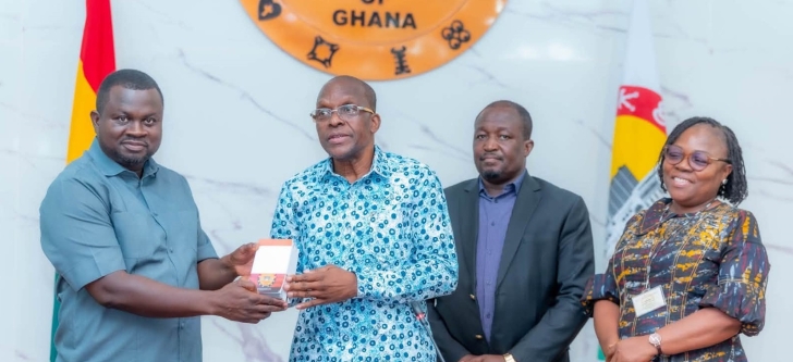 Alban Bagbin (3rd from right), Speaker of Parliament, presenting the  Code of Conduct for Members of Parliament to Mr Dwumfour, GJA President